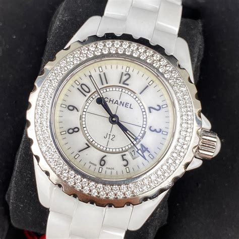 chanel j12 ceramic diamond bezel replica|Chanel j12 white with diamonds.